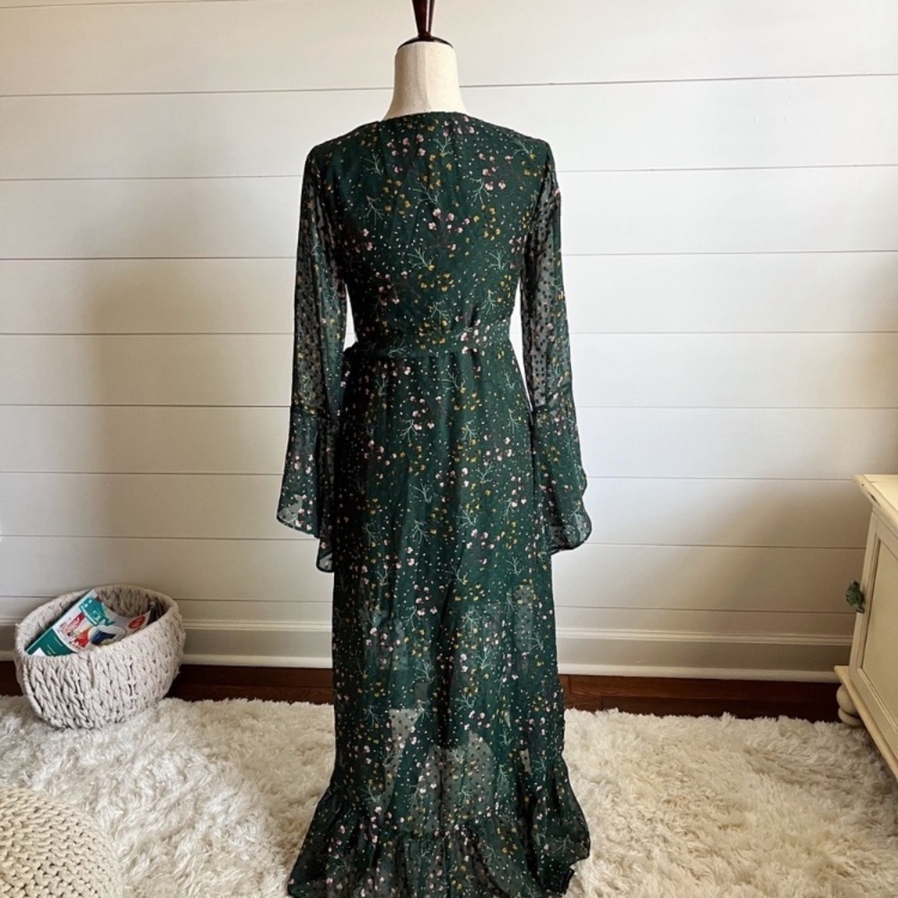 Boho Wonderly Midnight Garden Floral Wrap Dress elegant classic romantic size S - Picture 4 of 6